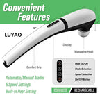Electric Deep Tissue Pounding Massager – Rechargeable Neck & Back Cervical Spine Massager with 4 Heads, 3 Speeds