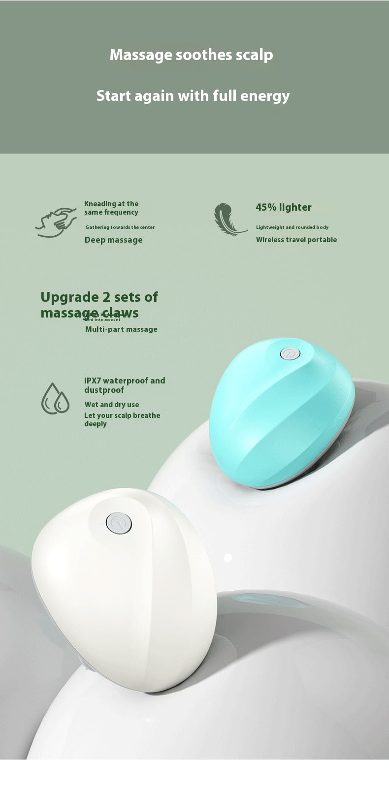 Electric Head & Neck Massager – Rechargeable USB Scalp Relaxation Device with 4 Modes, Portable Deep Tissue Stress Relief (1200mAh)