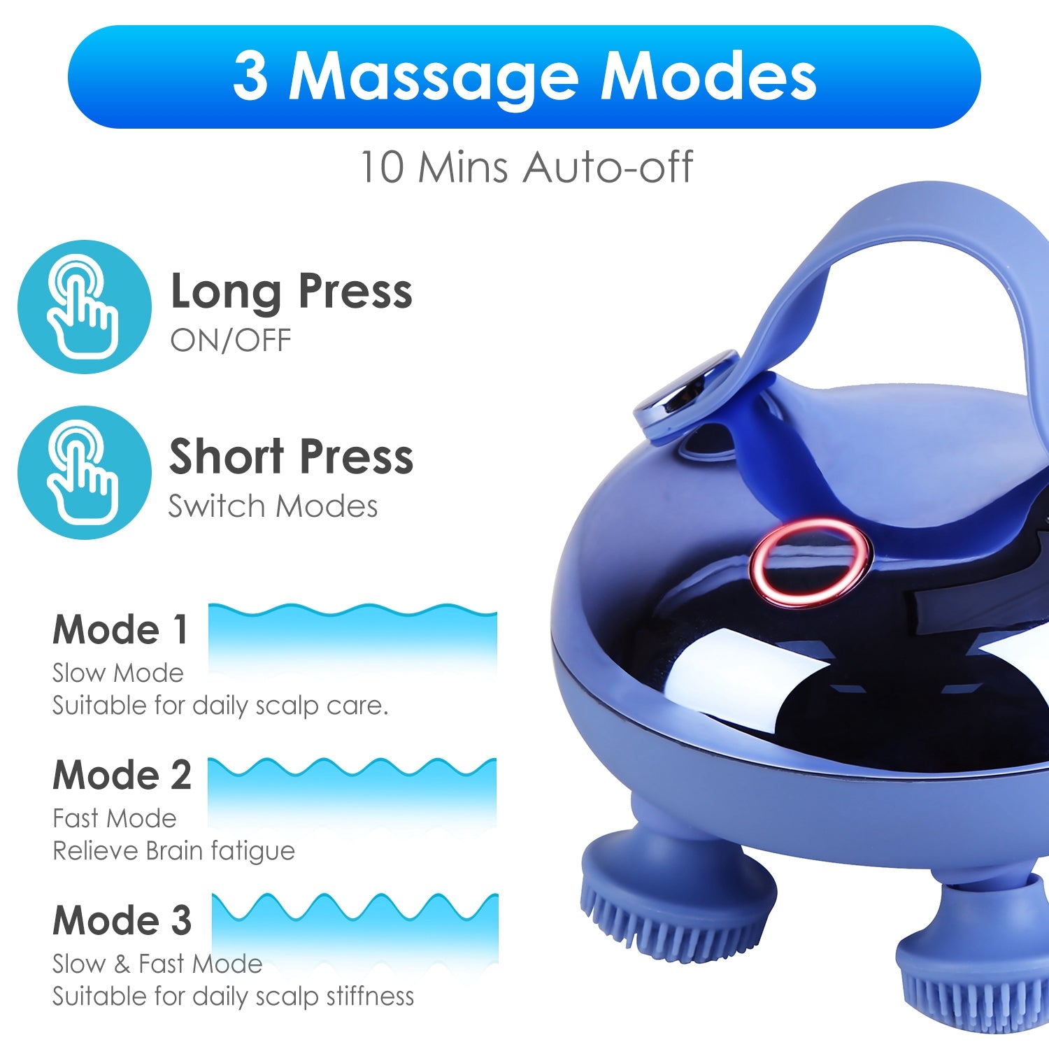 Electric Scalp Massager with Red Light Therapy – Rechargeable Waterproof Head & Pet Massager (3 Modes, Deep Relaxation for Hair Growth & Stress Relief)