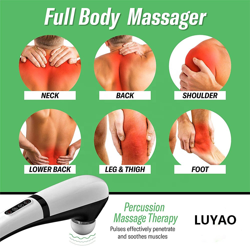 Electric Deep Tissue Pounding Massager – Rechargeable Neck & Back Cervical Spine Massager with 4 Heads, 3 Speeds