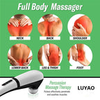Electric Deep Tissue Pounding Massager – Rechargeable Neck & Back Cervical Spine Massager with 4 Heads, 3 Speeds