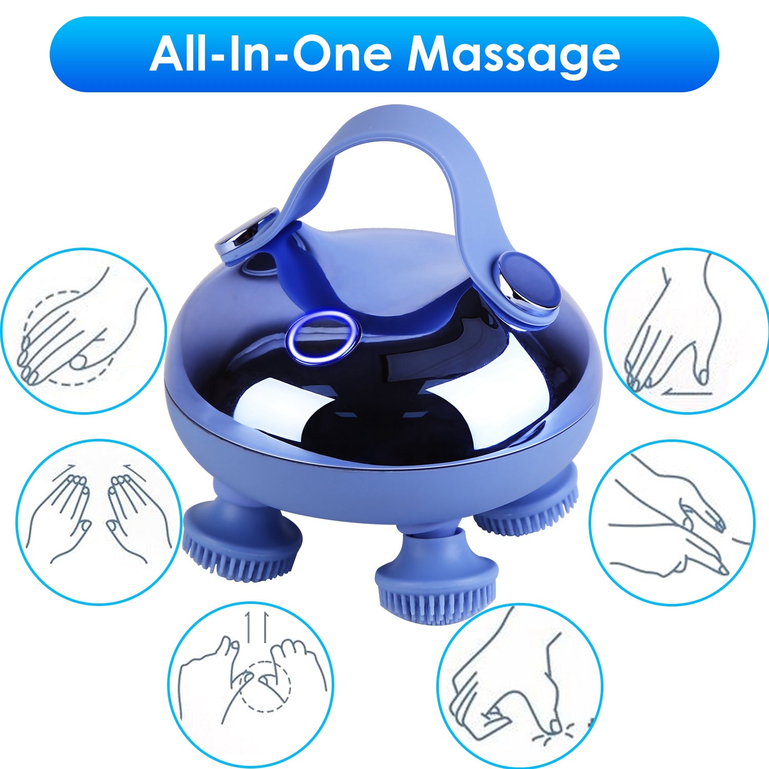 Electric Scalp Massager with Red Light Therapy – Rechargeable Waterproof Head & Pet Massager (3 Modes, Deep Relaxation for Hair Growth & Stress Relief)