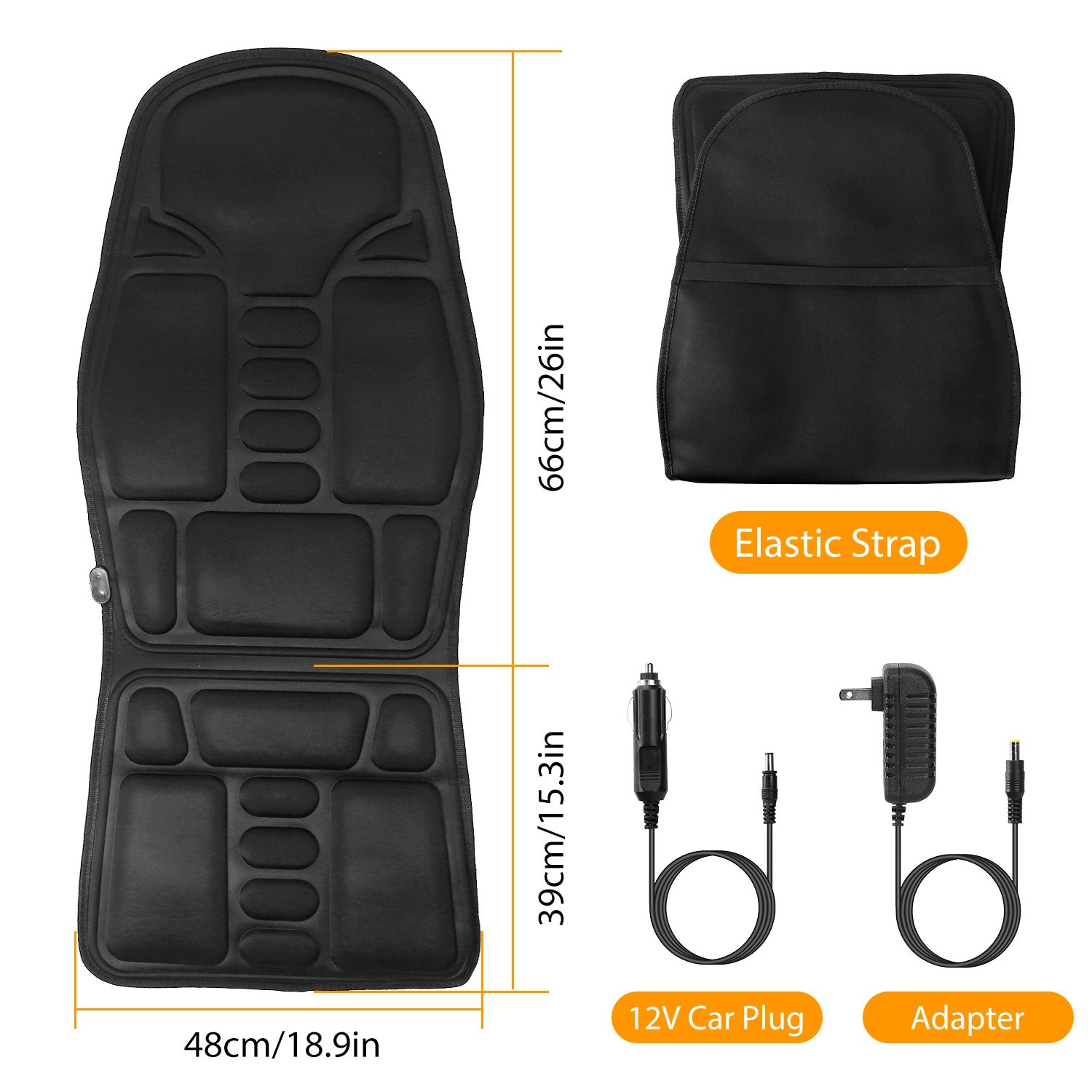Electric Heated Back Massager Cushion for Chair & Car Seat – 8 Vibration Modes, 3 Intensity Levels, Full Body Relaxation Pad