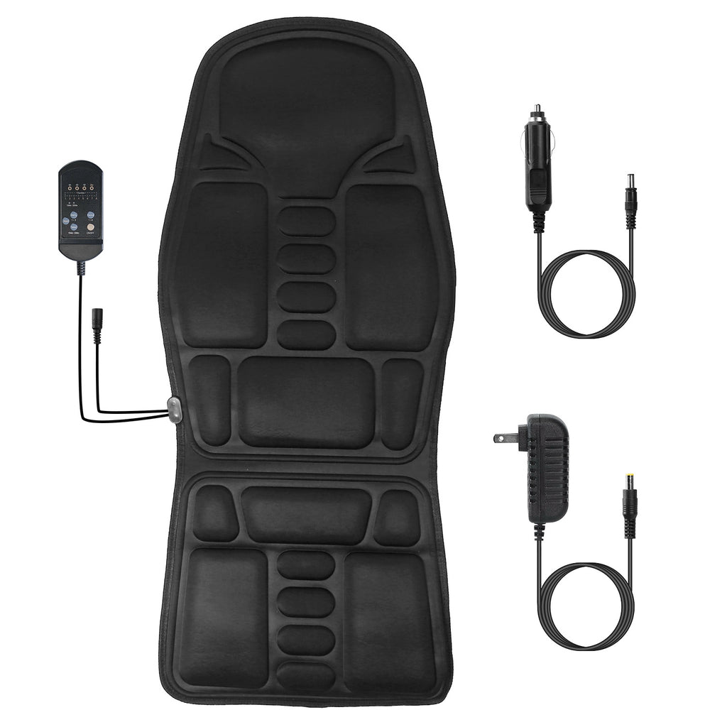 Electric Heated Back Massager Cushion for Chair & Car Seat – 8 Vibration Modes, 3 Intensity Levels, Full Body Relaxation Pad