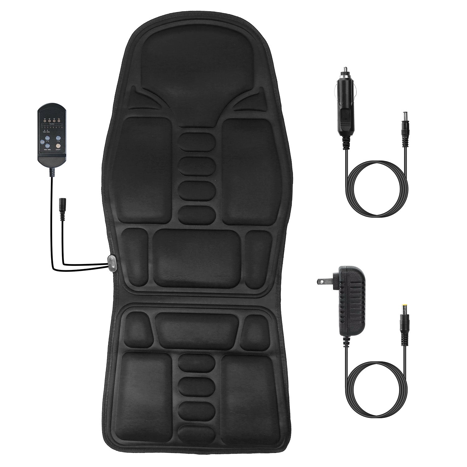 Electric Heated Back Massager Cushion for Chair & Car Seat – 8 Vibration Modes, 3 Intensity Levels, Full Body Relaxation Pad
